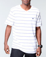 Men Co81 Basic Striped V-Neck Tee White X-Large