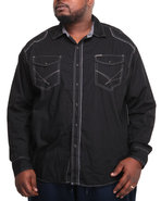 Men Washed Poplin W/ Graphic (B&T) Black 4X