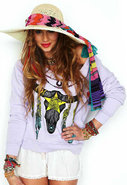 Tribal Crop Sweatshirt in Light Orchid