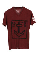 Rebel Yell Anchor Vneck Tee in Red