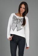 Farrah Bow Crop Sweatshirt in White