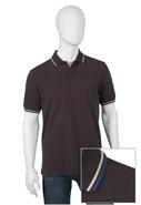Twin Tipped Polo Shirt in Liquorice with Porcelain