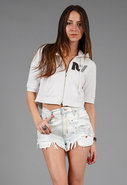 Malibu Athletic Cropped Hoodie in White