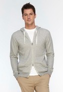 Vince French Terry Zip-Up Hoodie in Heather Grey