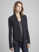 Cashmere Pointelle Drape Cardi in Night
