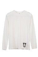 Panda Logo L/S Crew Tee in White