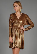 Deep V Cocktail Dress in Gold
