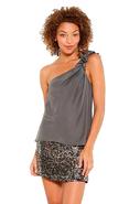 One Shoulder Top in Grey