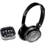 CV215 Silver Folding Headphones and Bonus In-Ear E