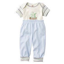 2 Piece Organic Bodysuit & Pant Set - Blue 0-3M