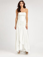 Strapless Embroidered Gown