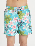 Turtle-Print Swim Trunks