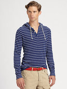 Striped Waffle-Knit Hoodie