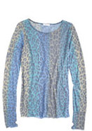 Sally Long-Sleeve Tissue Tee Kitty  (Blue)