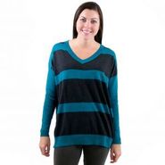 Long Sleeve Stripe V-Neck Oversized Top 079527