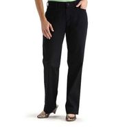 Women Petite Plain Front Stretch Khakis - Black 49