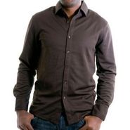 Men Long Sleeve Retro Waffle Coat Front Shirt 4326