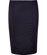 Black/Gold Piped Silk Satin Pencil Skirt