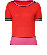 Fire Red/Cerise Cashmere-Silk Knit Top
