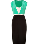 Black and Mint Colorblock Silk dress