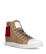 Mustard gabardine high top sneakers