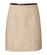 Vanilla Mini Skirt with Leather Trim