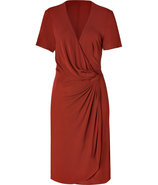 Rust Viscose Jersey Side Drape Dress for STYLEBOP.
