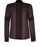 Cordovan Brown Silk Pleated Richmond Shirt
