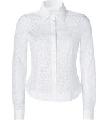 White Fitted Cotton Button-Down Shirt