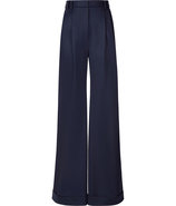 Navy Wide Leg Pants with Pleat Front