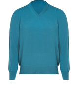 Azure Wool V-Neck Pullover