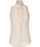 Cream Lace Sleeveless Top with Tie