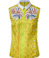 Yellow-Multi Sequin Embelished Silk-Blend Top