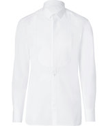 White Grosgrain Cotton Bib Shirt