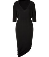 Black Belted Asymmetrical Cashmere Dress