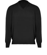 Black Wool V-Neck Pullover