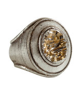 Silver-Toned Ring with Gold-Toned Center