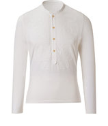 White Cotton Stretch Embroidered Henley
