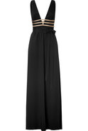 Black and Gold Deep V-Neck Gown