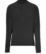 Black Cotton Long Sleeve Raglan Henley