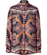 Burnt Coral Printed Silk Top