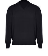 Midnight Blue Wool V-Neck Pullover