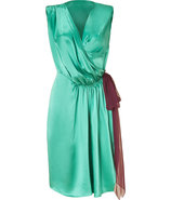 Turqoise/Ruby Silk Satin Wrap Dress