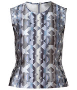 Damask Grey Sleeveless Silk Top