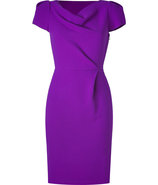 Purple Cowl Neck Wool Crepe Dress