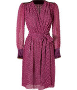 Plum Blossom Cotton-Silk Belted Wrap Dress