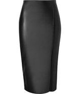 Black Stretch Leather Skirt