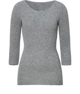 Grey Heather 3/4 Sleeve Cashmere-Blend Carmen Pull