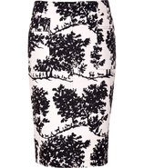 Ivory/Black Canvas Pencil Skirt