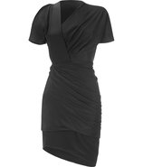 Black Cut-Out Shoulder Drape Dress